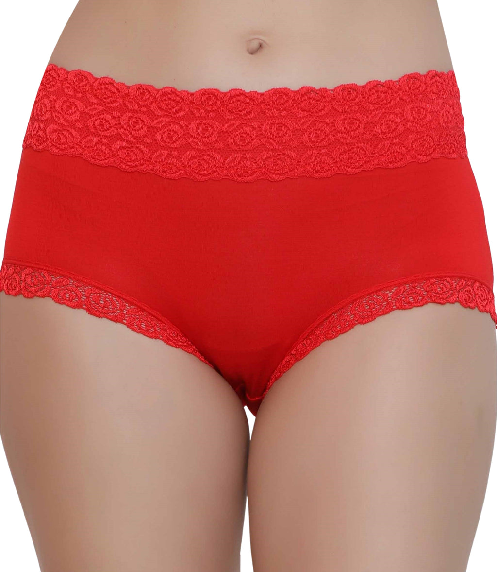 Cotton Lace Spandex Mid Rise Full Coverage Hipster Panty