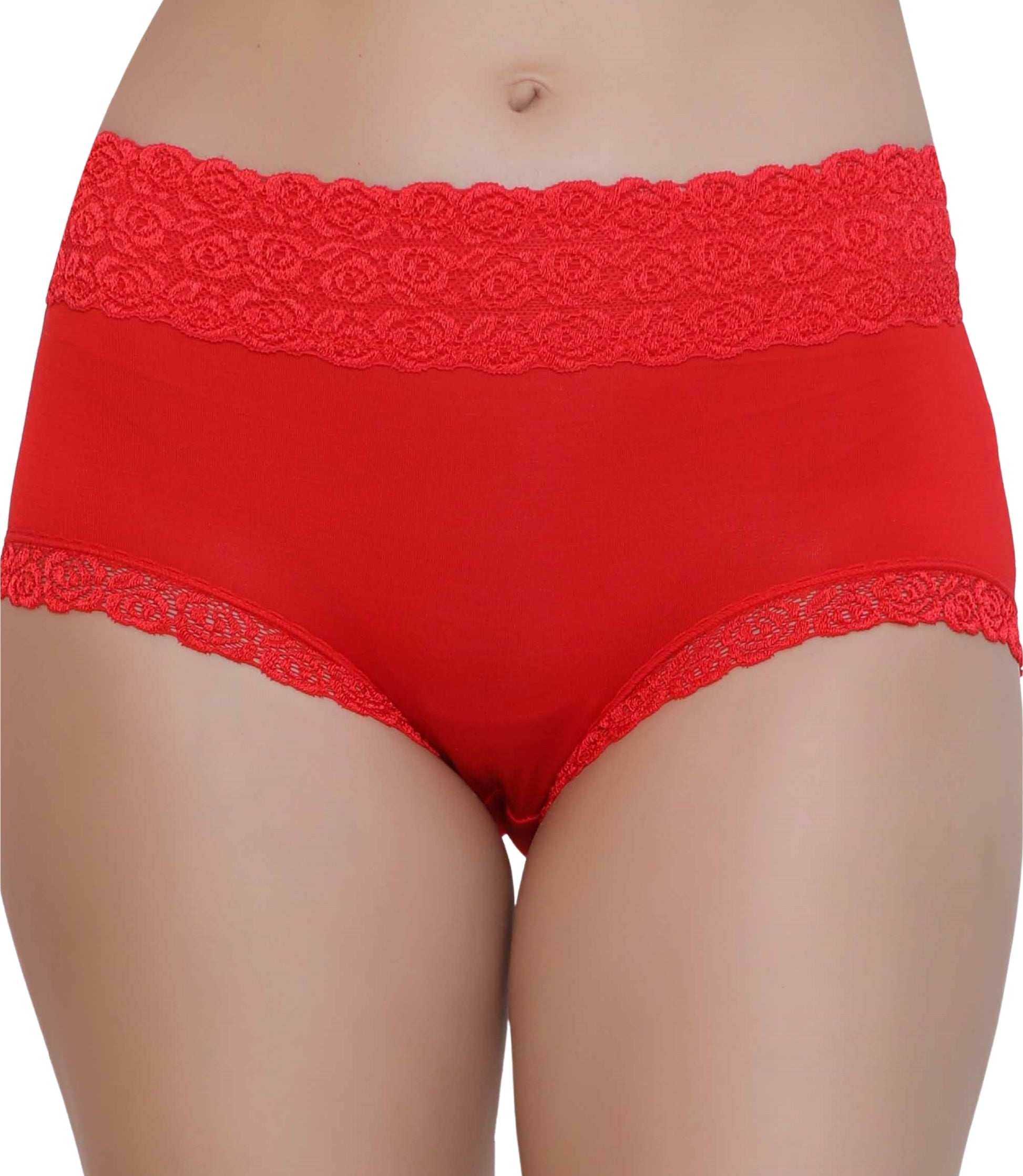 Cotton Lace Spandex Mid Rise Full Coverage Hipster Panty