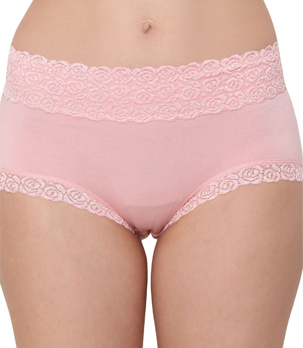 Cotton Lace Spandex Mid Rise Full Coverage Hipster Panty