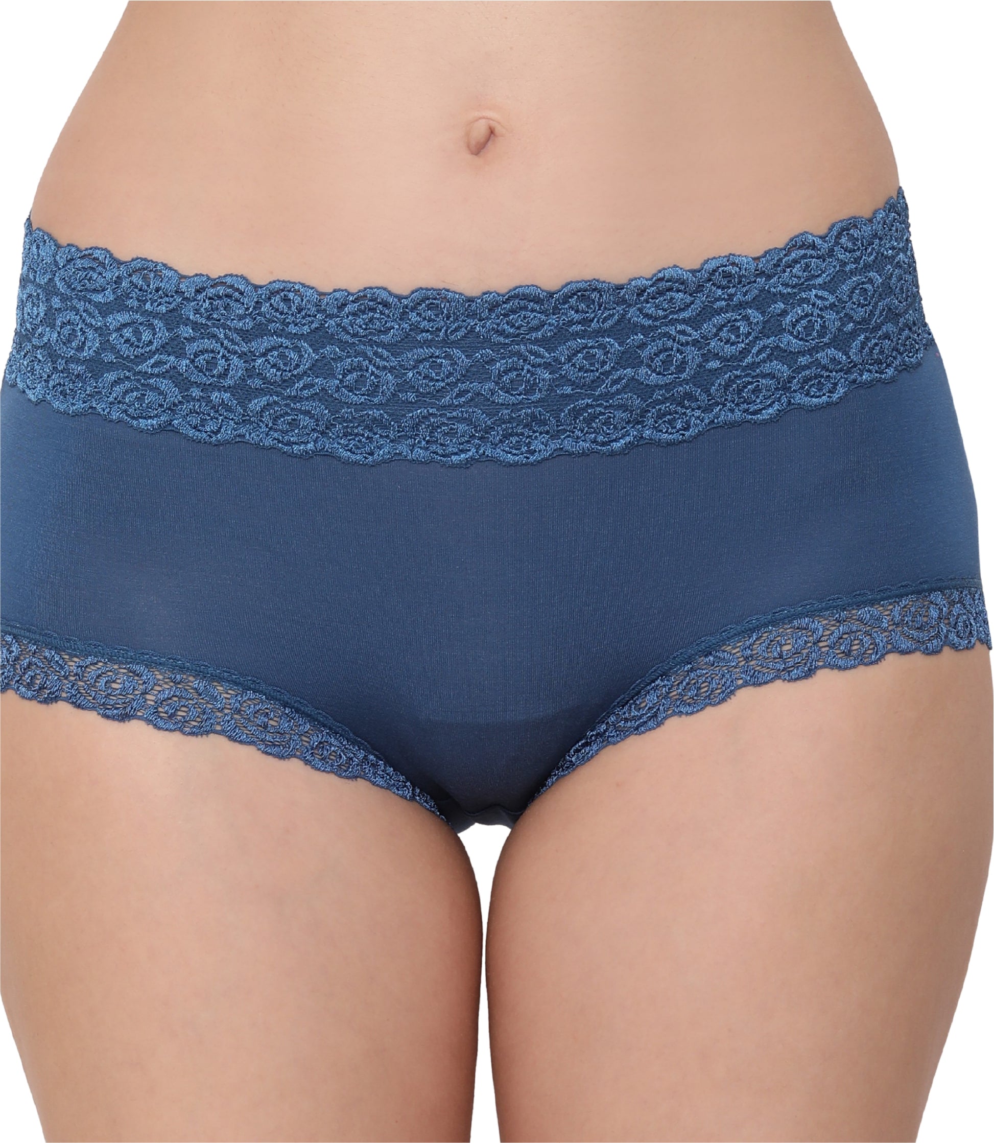 Cotton Lace Spandex Mid Rise Full Coverage Hipster Panty