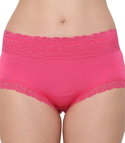 Cotton Lace Spandex Mid Rise Full Coverage Hipster Panty