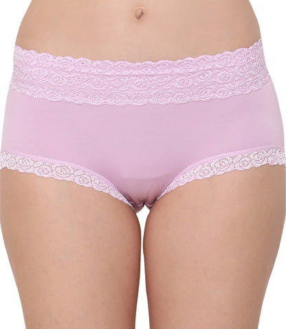 Cotton Lace Spandex Mid Rise Full Coverage Hipster Panty