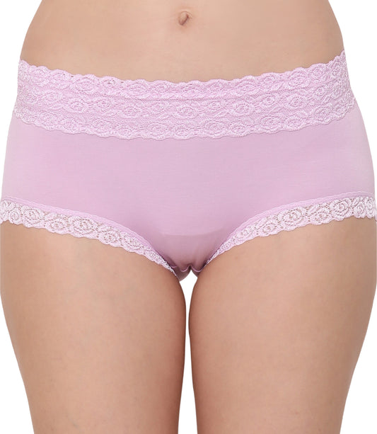 Cotton Lace Spandex Mid Rise Full Coverage Hipster Panty