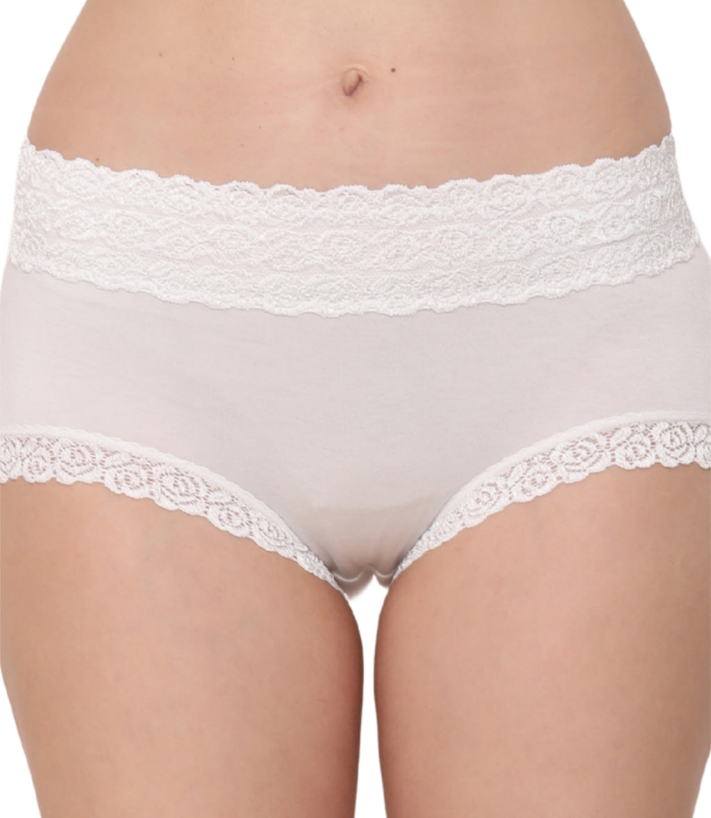 Cotton Lace Spandex Mid Rise Full Coverage Hipster Panty