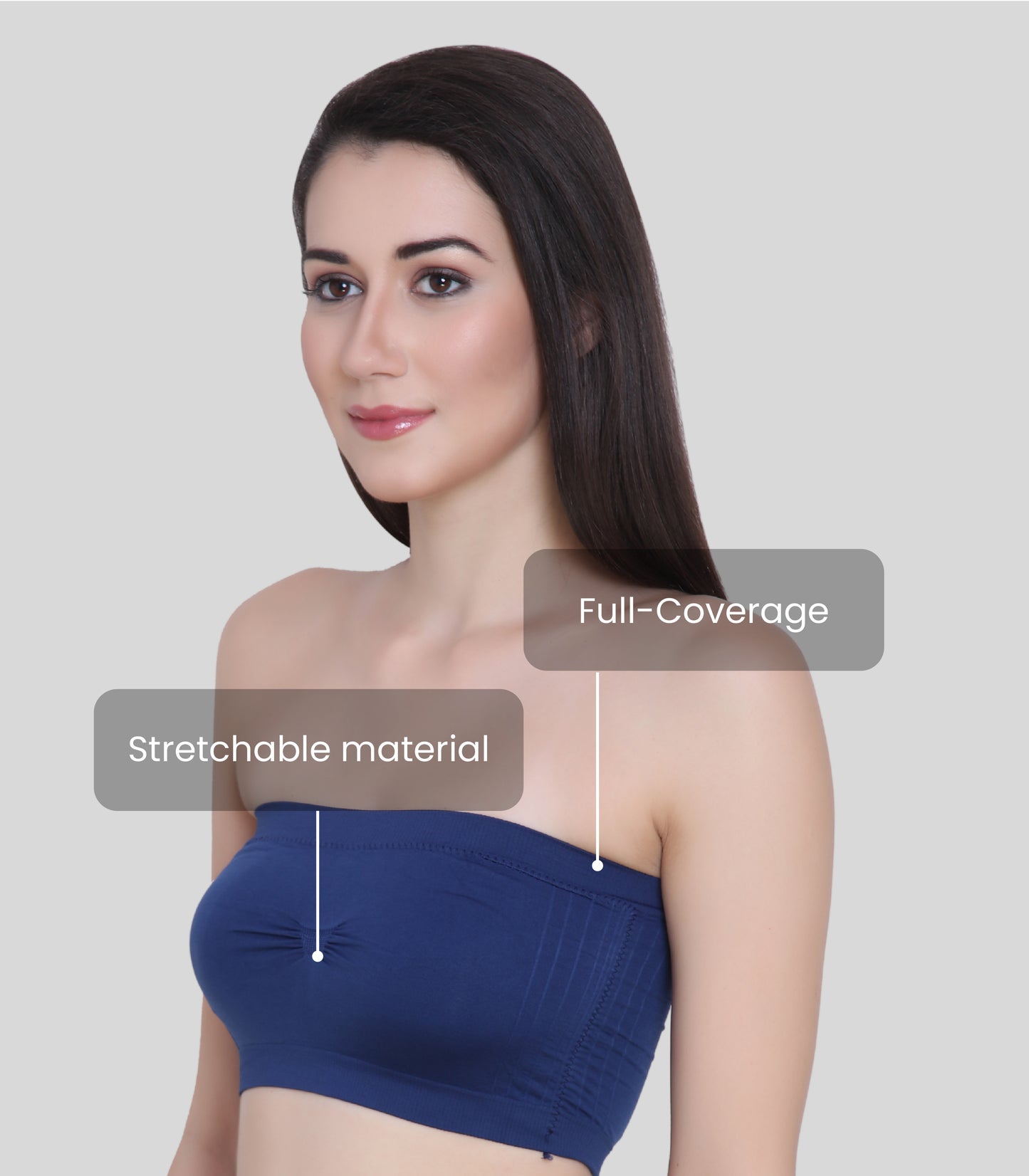 Everyday Wear Padded Tube Bra Wire Free Stretchable Strapless Bandeau Bras