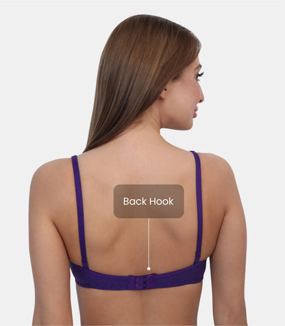Full Coverage Padded Non-Wired Adjustable & Removable Straps Tshirt Bra