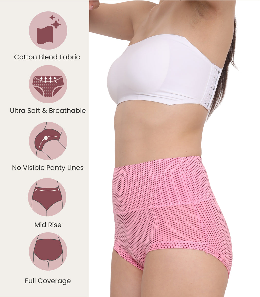 Cotton Spandex Tummy Control High Waist Panties