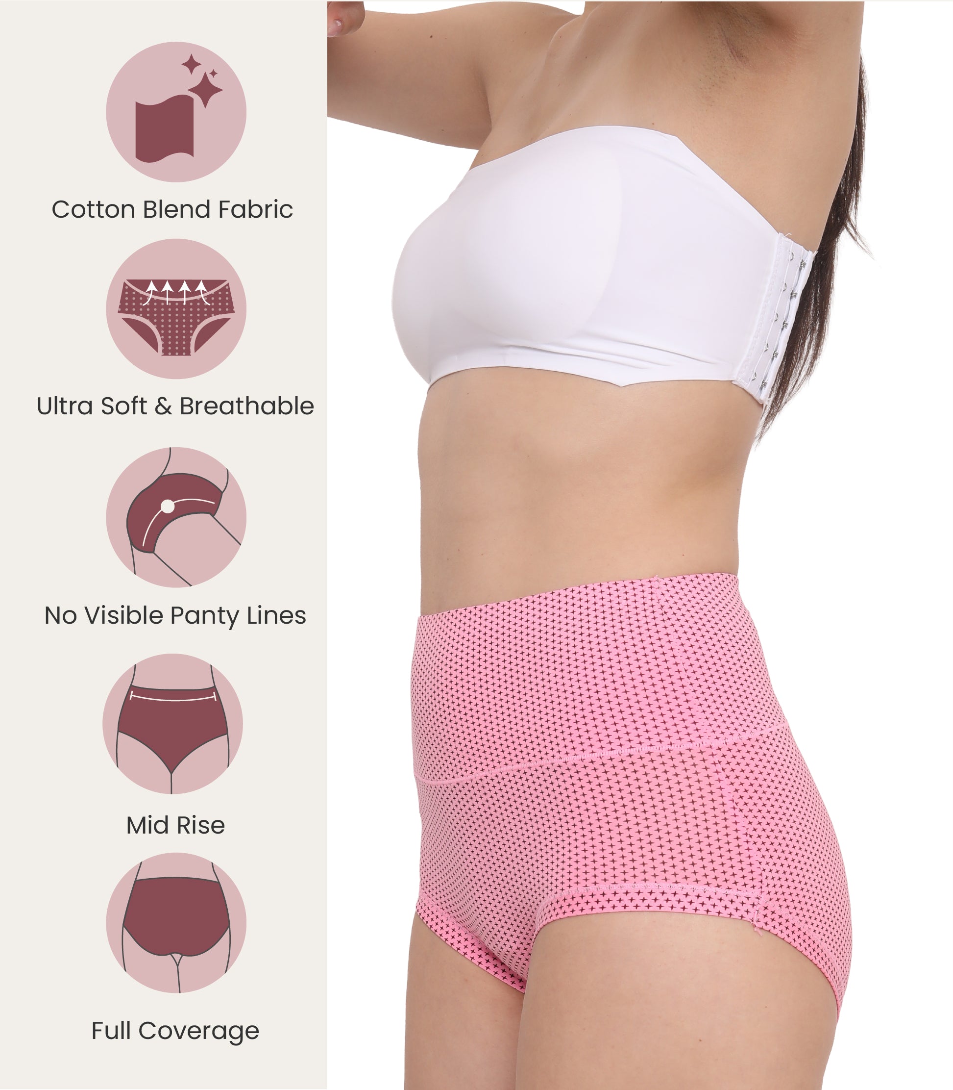 Cotton Spandex Tummy Control High Waist Panties