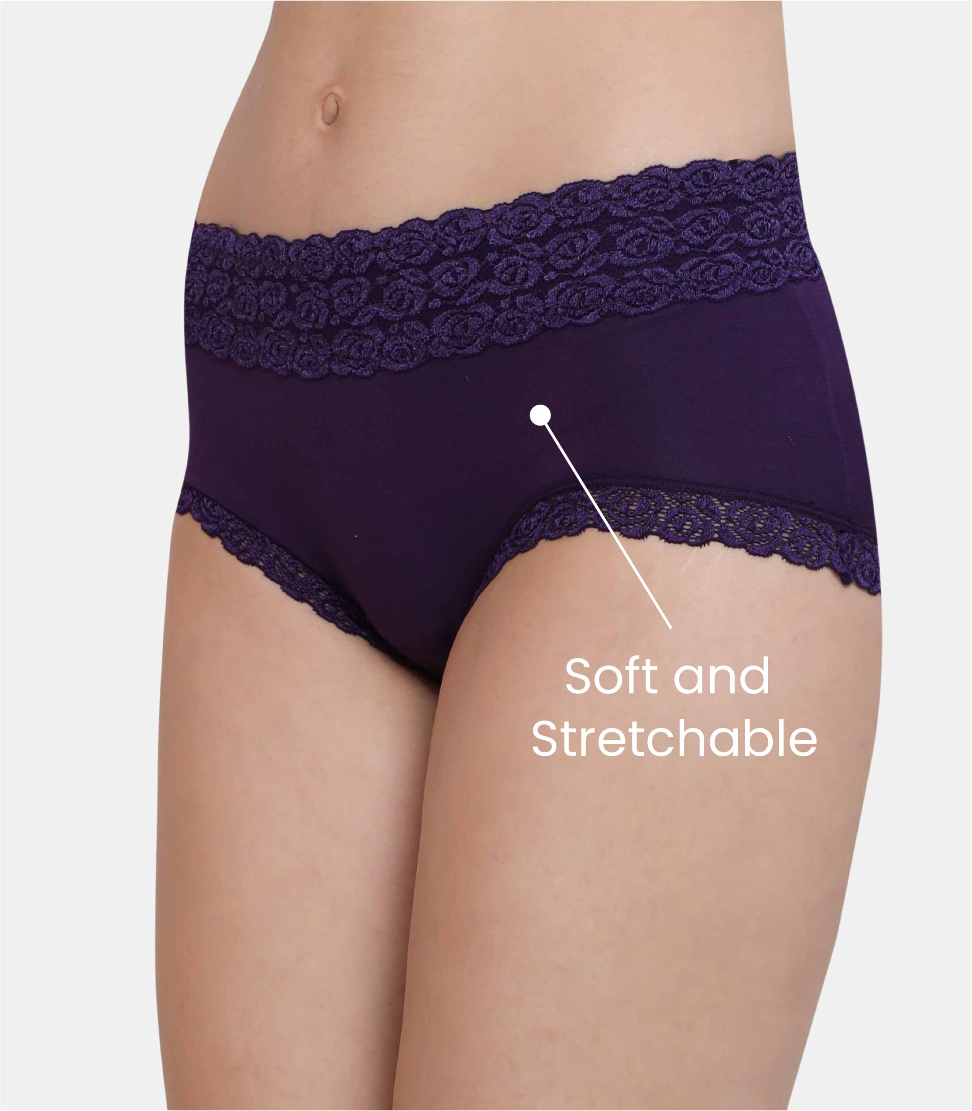 Cotton Lace Spandex Mid Rise Full Coverage Hipster Panty