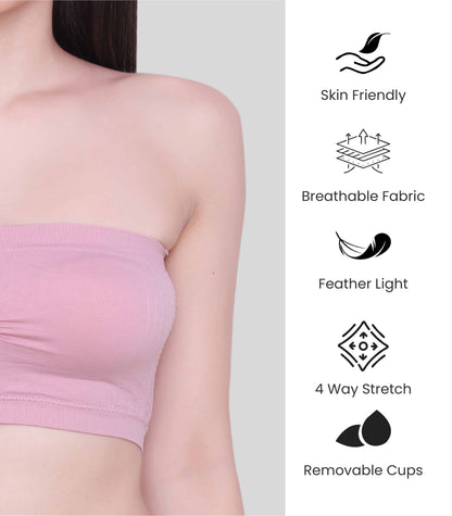 Everyday Wear Padded Tube Bra Wire Free Stretchable Strapless Bandeau Bras