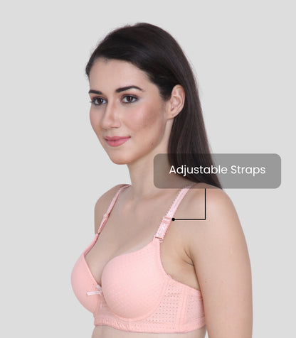 Cotton Nylon Elastane Padded Underwire Adjustable Straps Push Up Bra