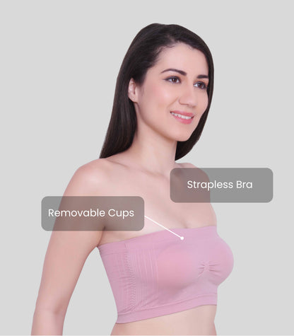 Everyday Wear Padded Tube Bra Wire Free Stretchable Strapless Bandeau Bras