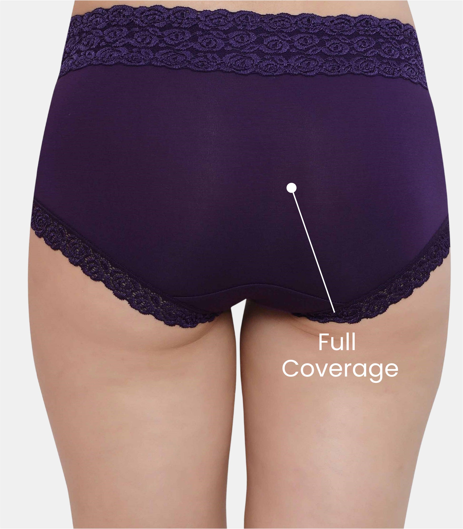 Cotton Lace Spandex Mid Rise Full Coverage Hipster Panty