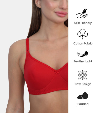 Full Coverage Padded Non-Wired Adjustable & Removable Straps Tshirt Bra