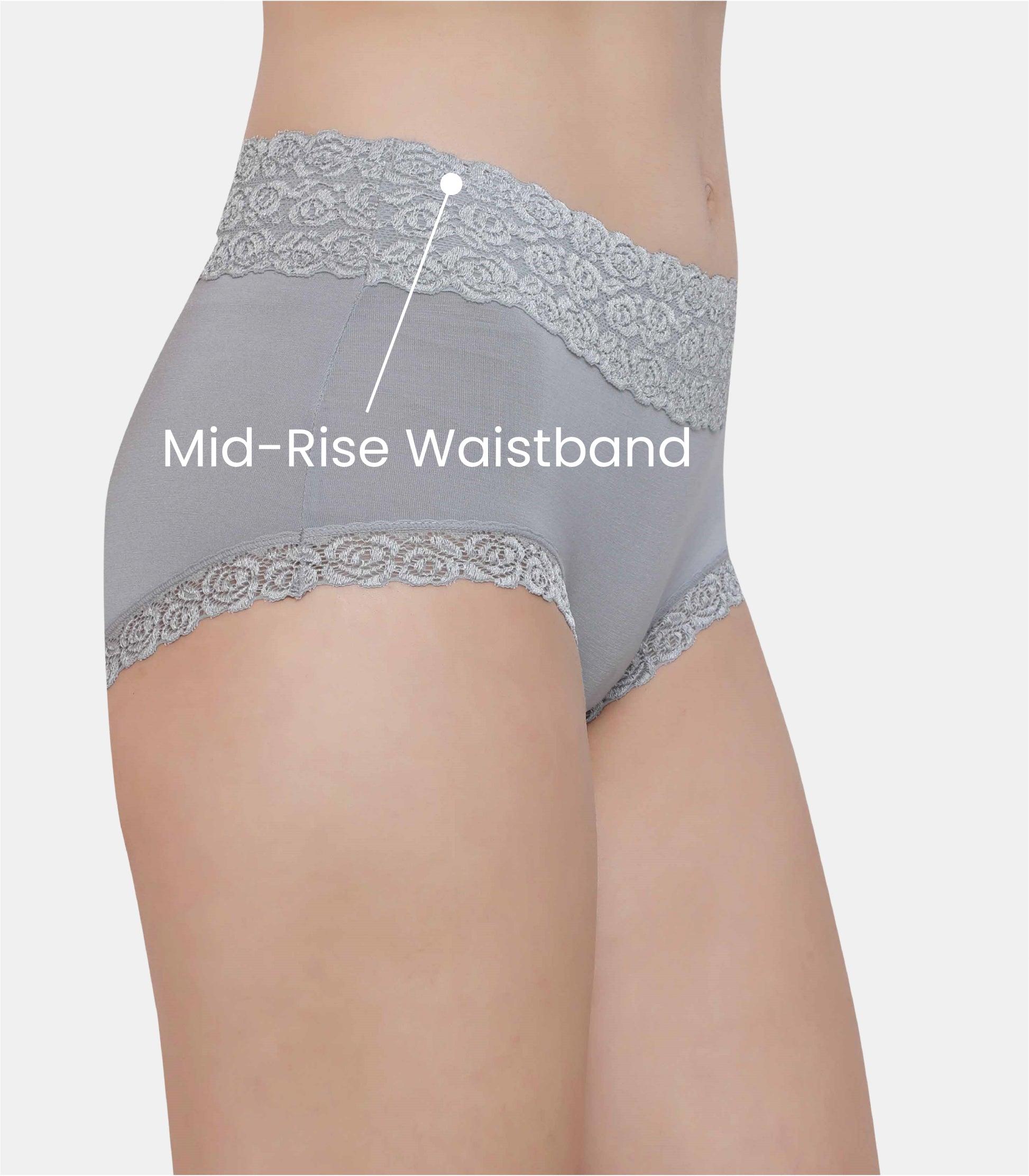 Cotton Lace Spandex Mid Rise Full Coverage Hipster Panty