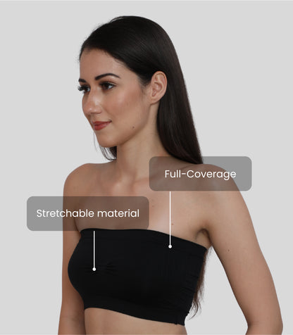 Nylon Spandex Tube Bra Everyday Wear Padded Wire Free Stretchable Strapless Bandeau Bras