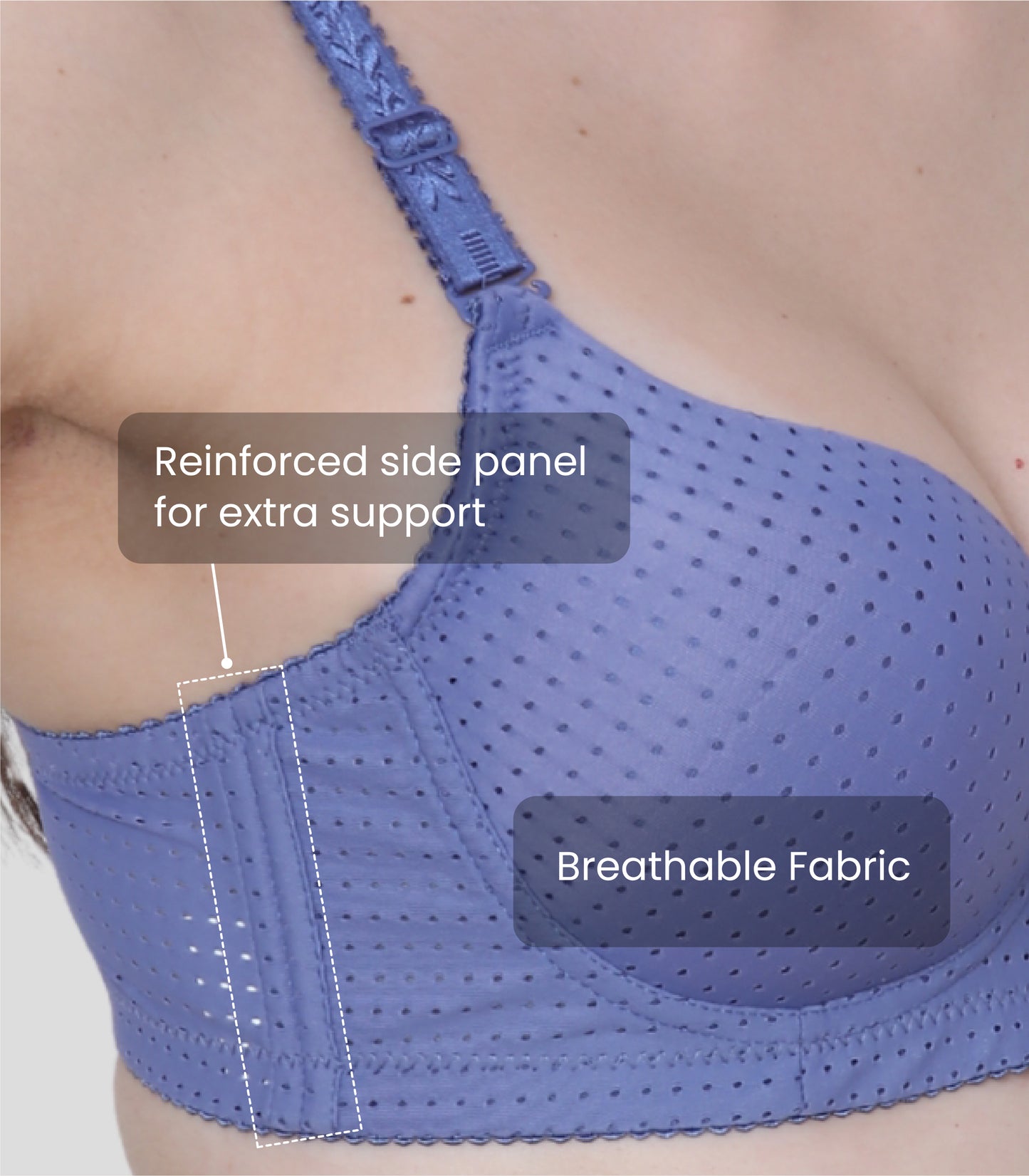 Cotton Nylon Elastane Padded Underwire Adjustable Straps Push Up Bra