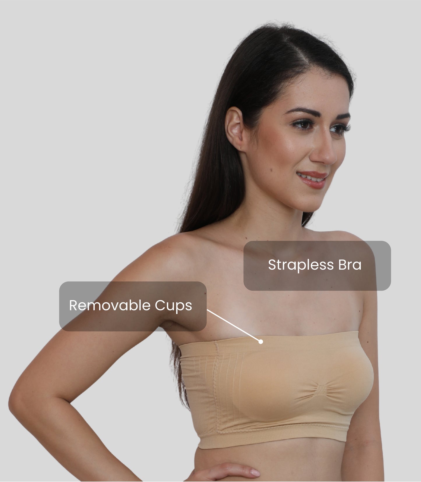 Everyday Wear Padded Tube Bra Wire Free Stretchable Strapless Bandeau Bras