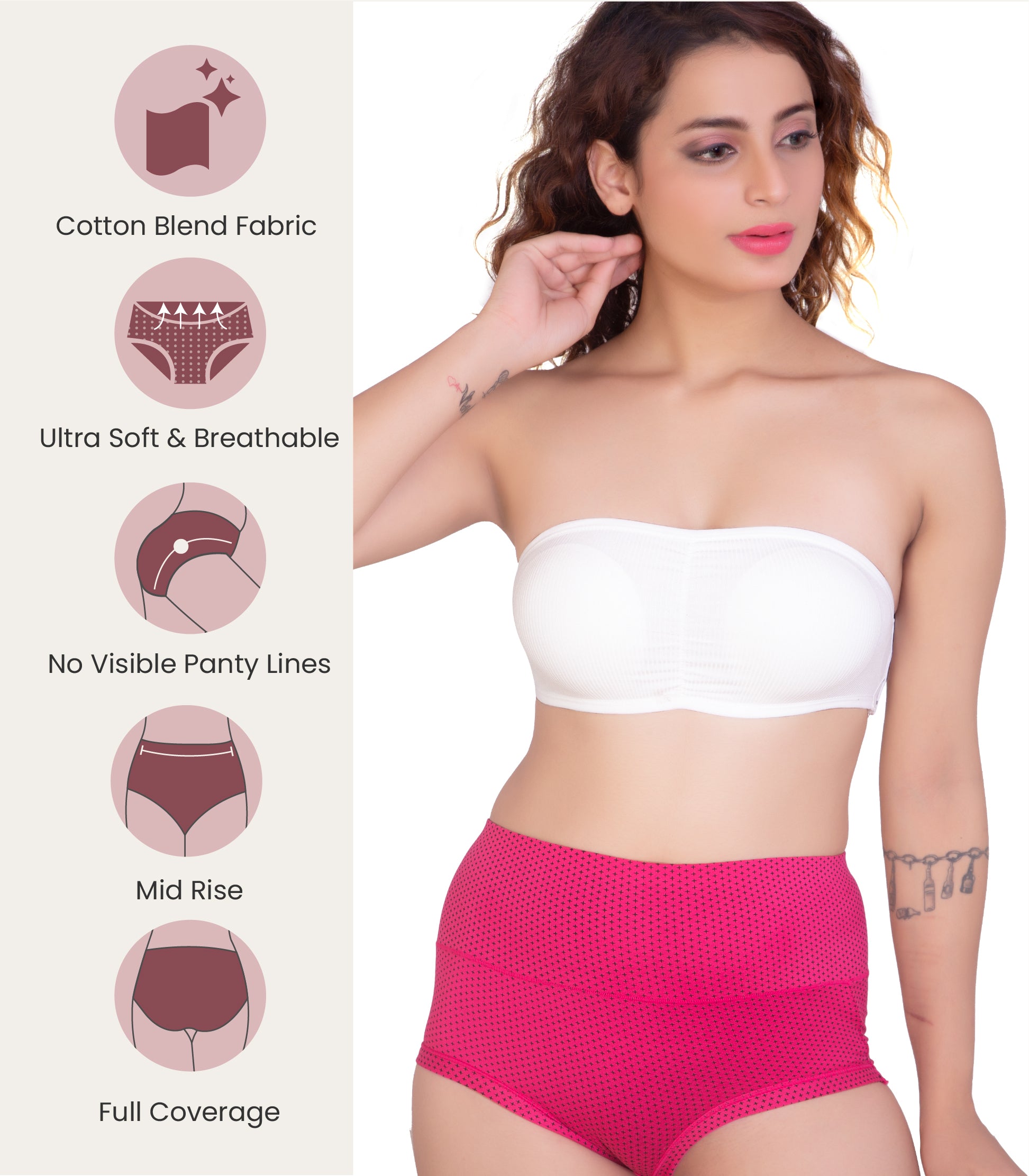 Cotton Spandex Tummy Control High Waist Panties