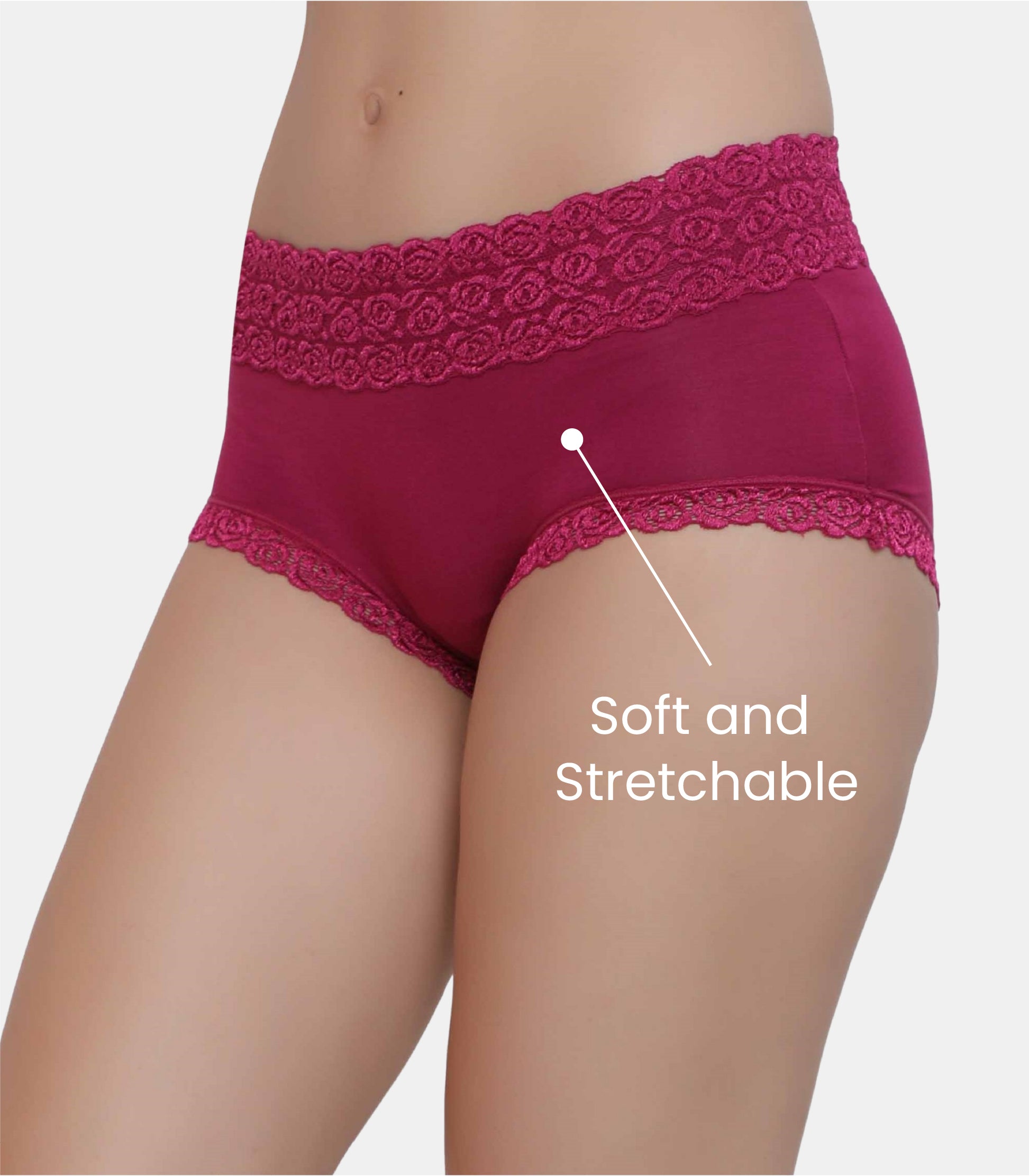 Cotton Lace Spandex Mid Rise Full Coverage Hipster Panty