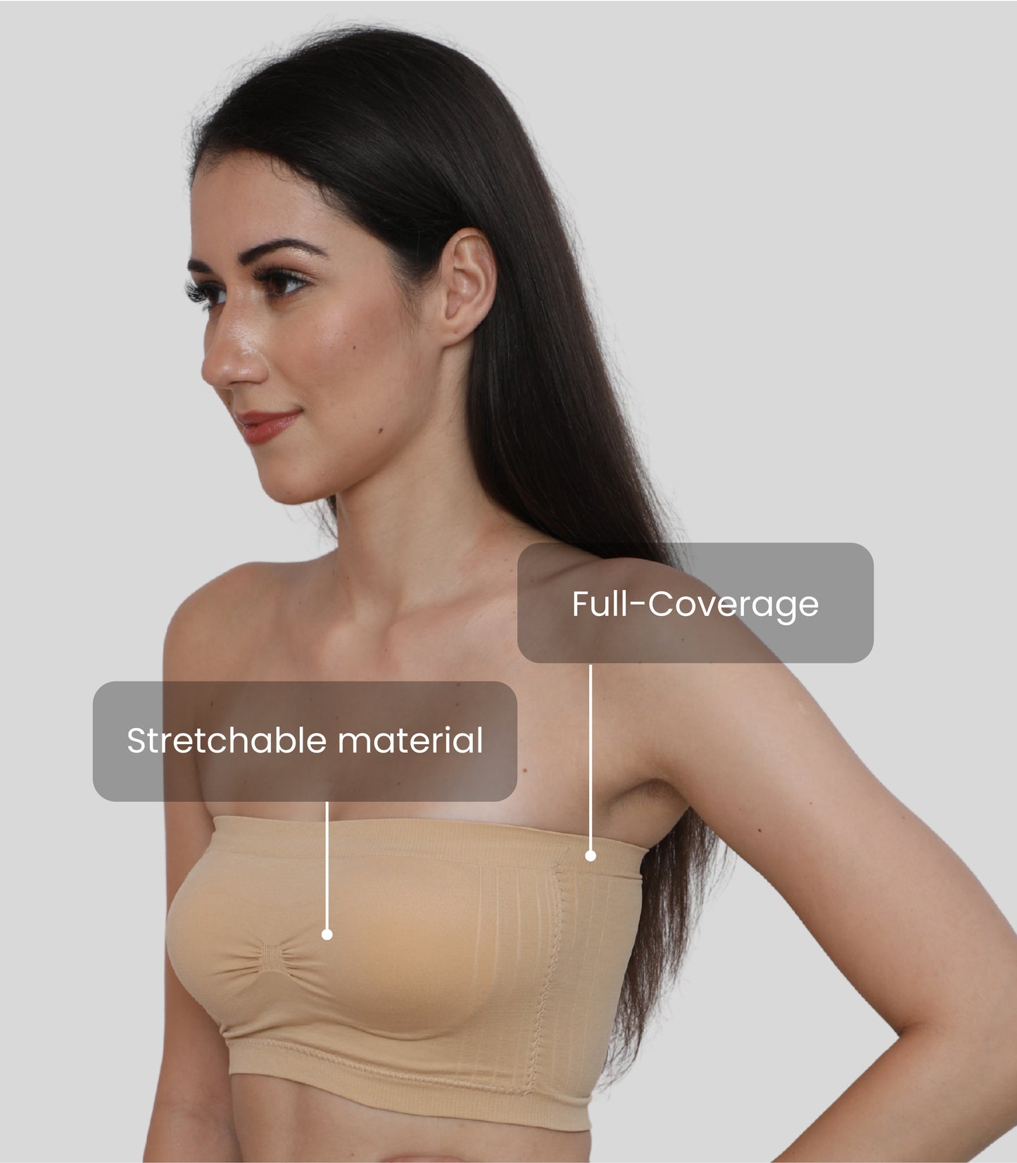 Everyday Wear Padded Tube Bra Wire Free Stretchable Strapless Bandeau Bras