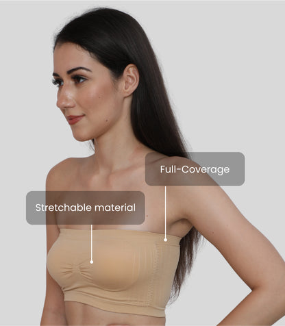 Everyday Wear Padded Tube Bra Wire Free Stretchable Strapless Bandeau Bras