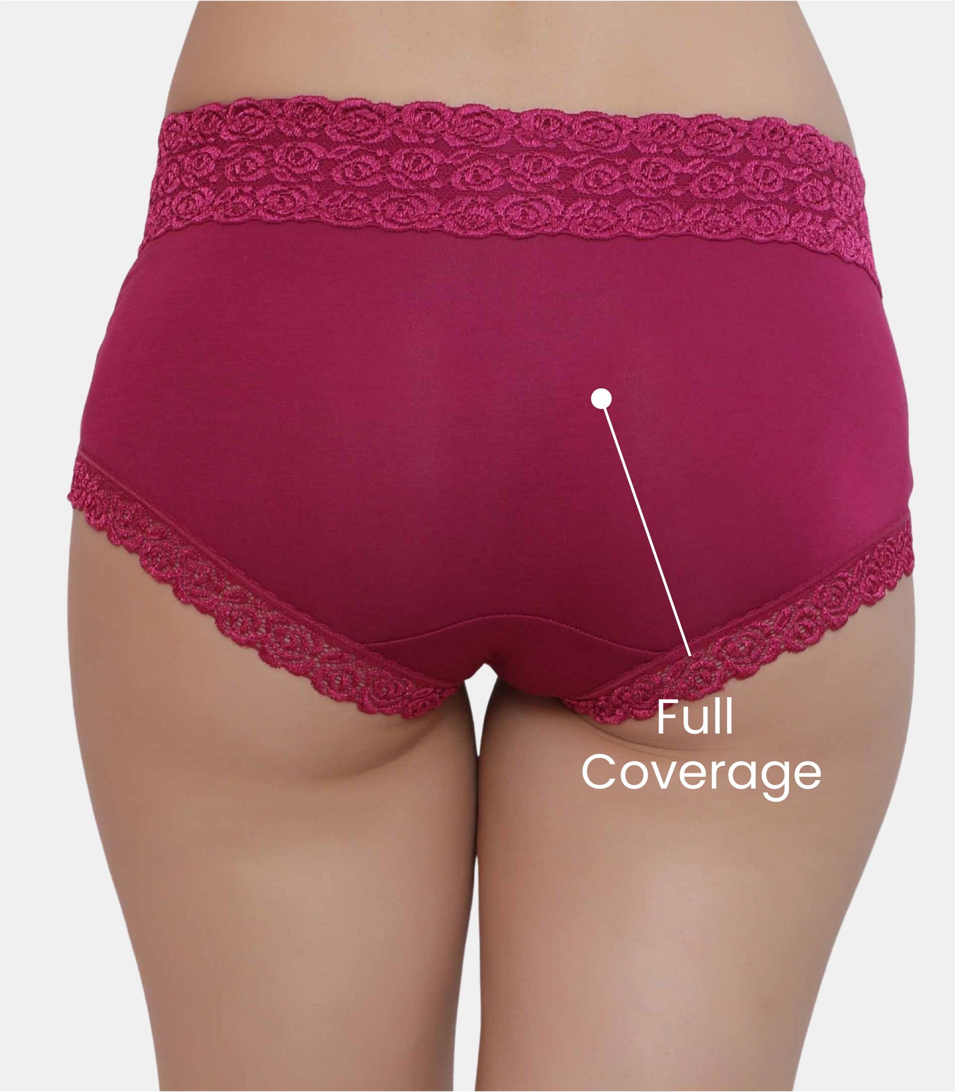 Cotton Lace Spandex Mid Rise Full Coverage Hipster Panty