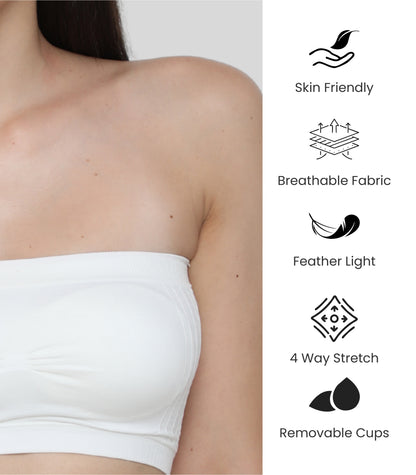 Everyday Wear Padded Tube Bra Wire Free Stretchable Strapless Bandeau Bras