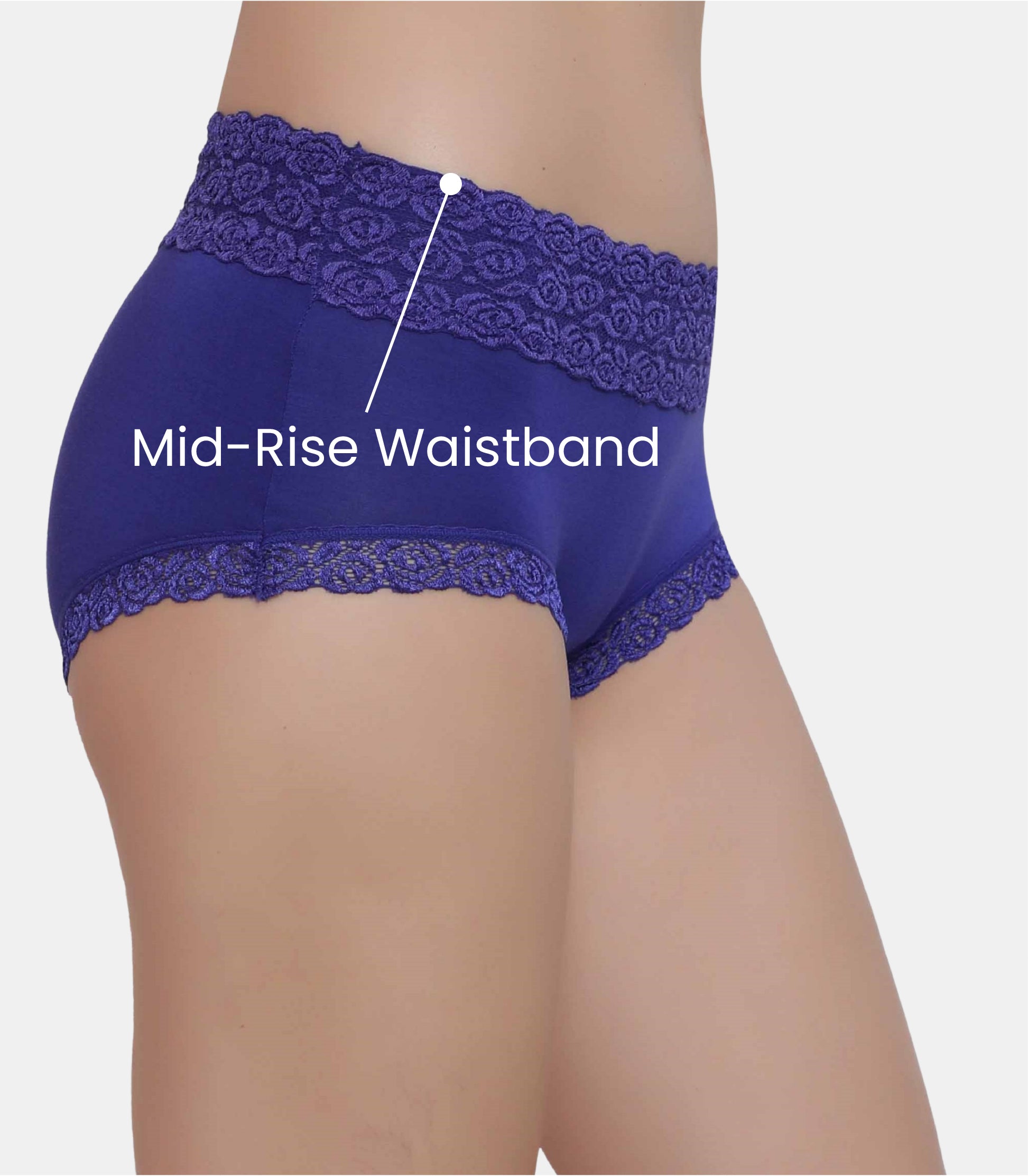 Cotton Lace Spandex Mid Rise Full Coverage Hipster Panty