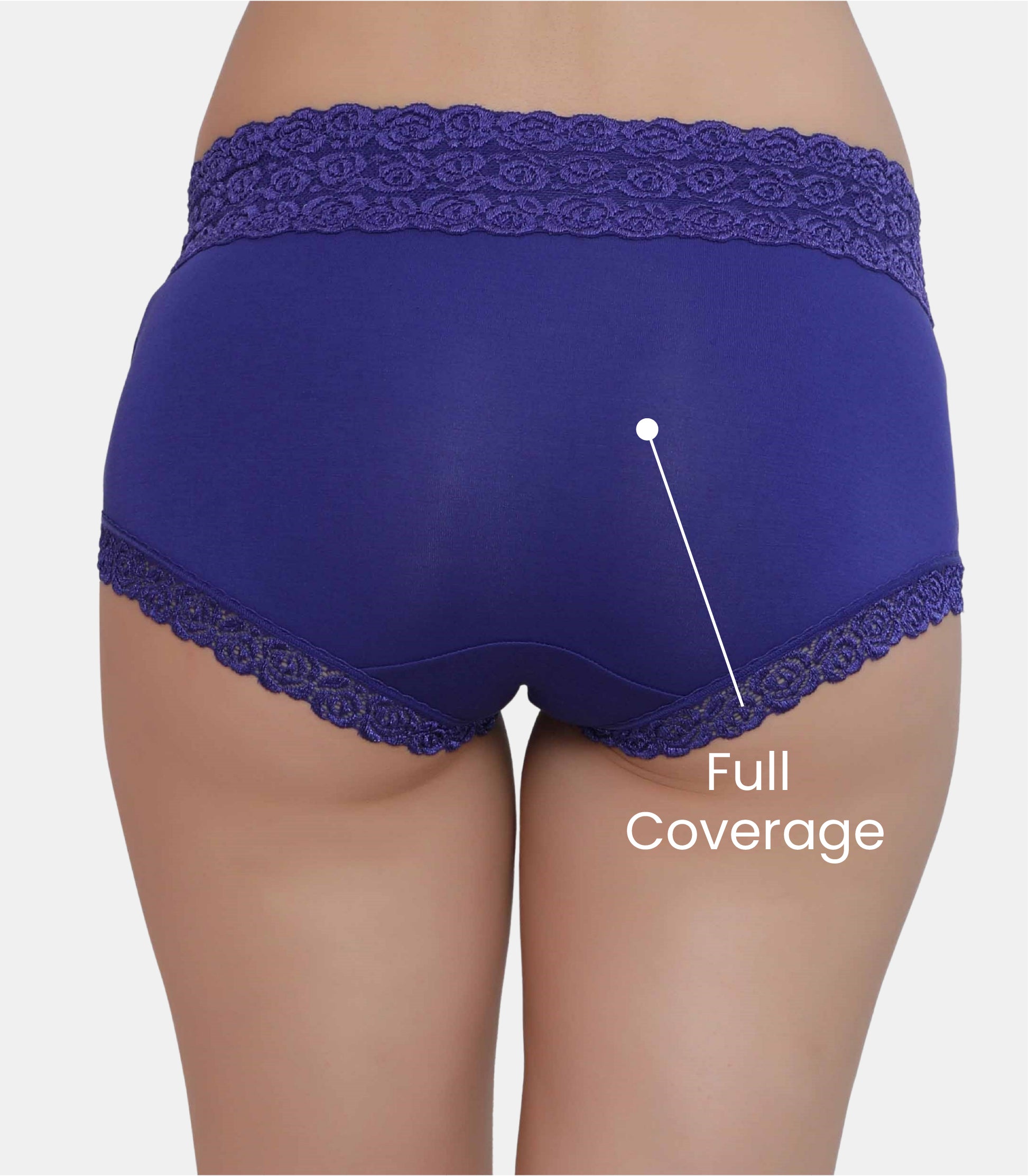 Cotton Lace Spandex Mid Rise Full Coverage Hipster Panty