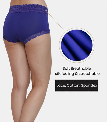 Cotton Lace Spandex Mid Rise Full Coverage Hipster Panty
