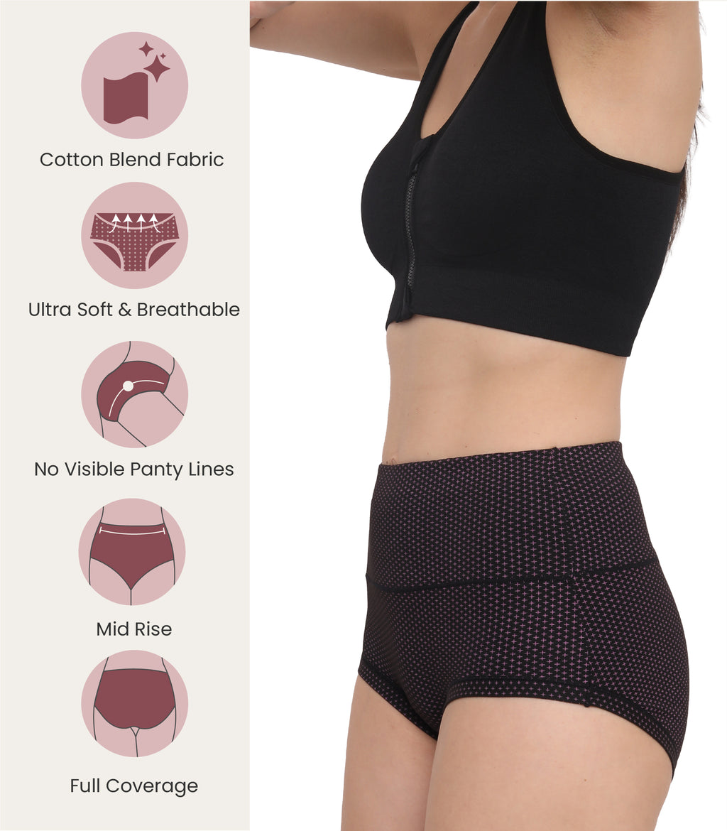 Cotton Spandex Tummy Control High Waist Panties