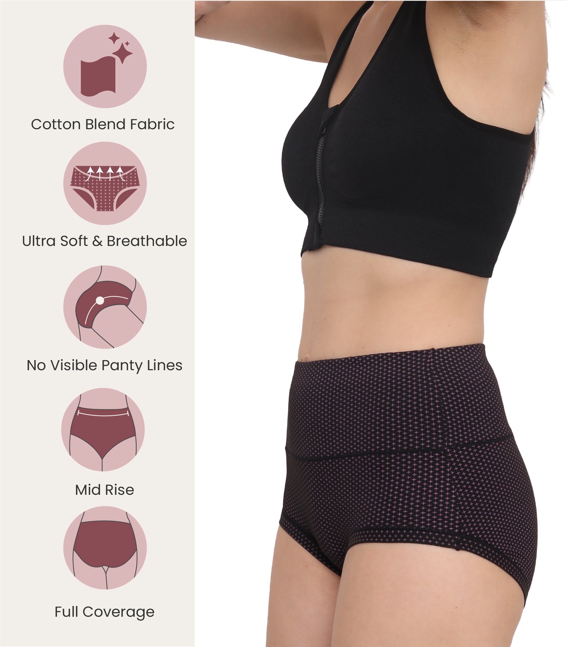 Cotton Spandex Tummy Control High Waist Panties