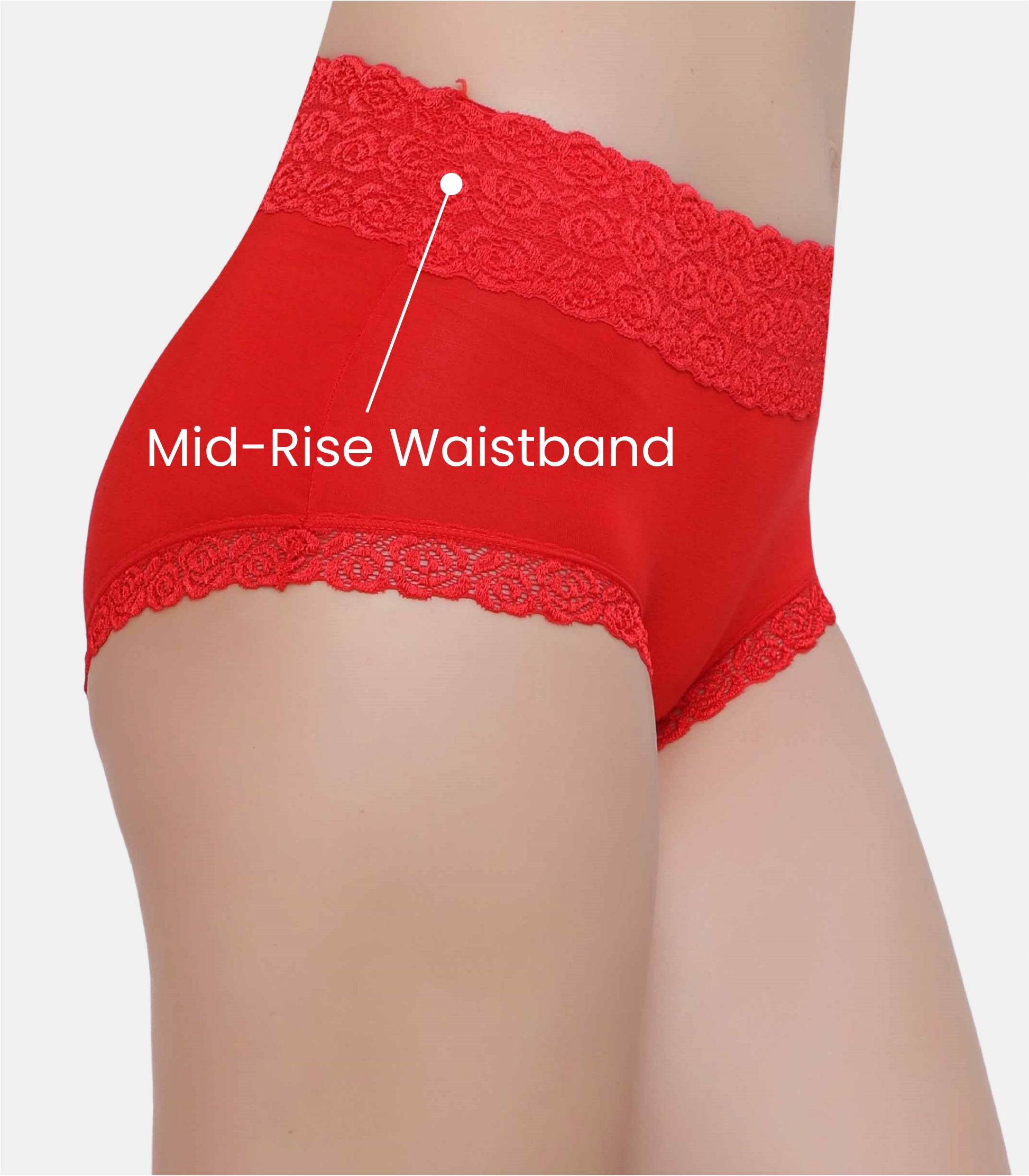 Cotton Lace Spandex Mid Rise Full Coverage Hipster Panty