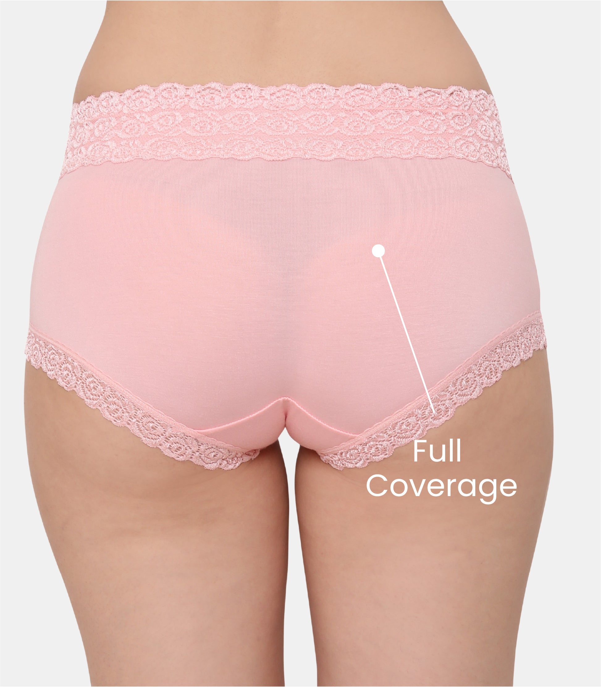 Cotton Lace Spandex Mid Rise Full Coverage Hipster Panty