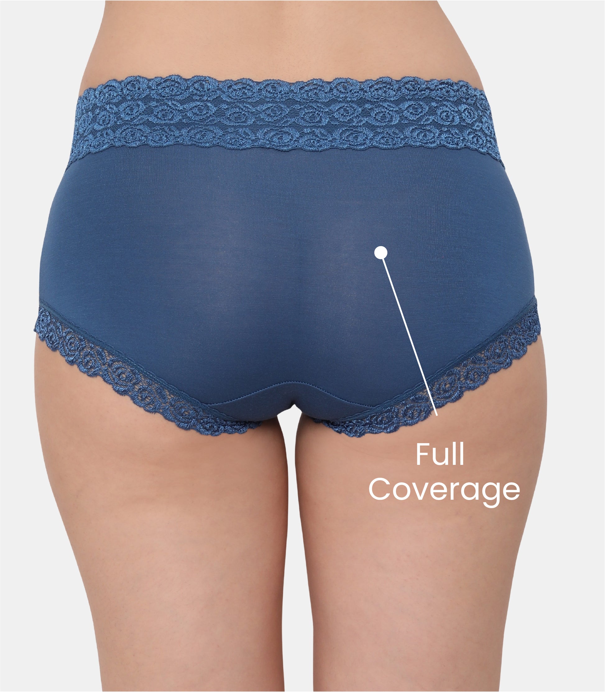 Cotton Lace Spandex Mid Rise Full Coverage Hipster Panty