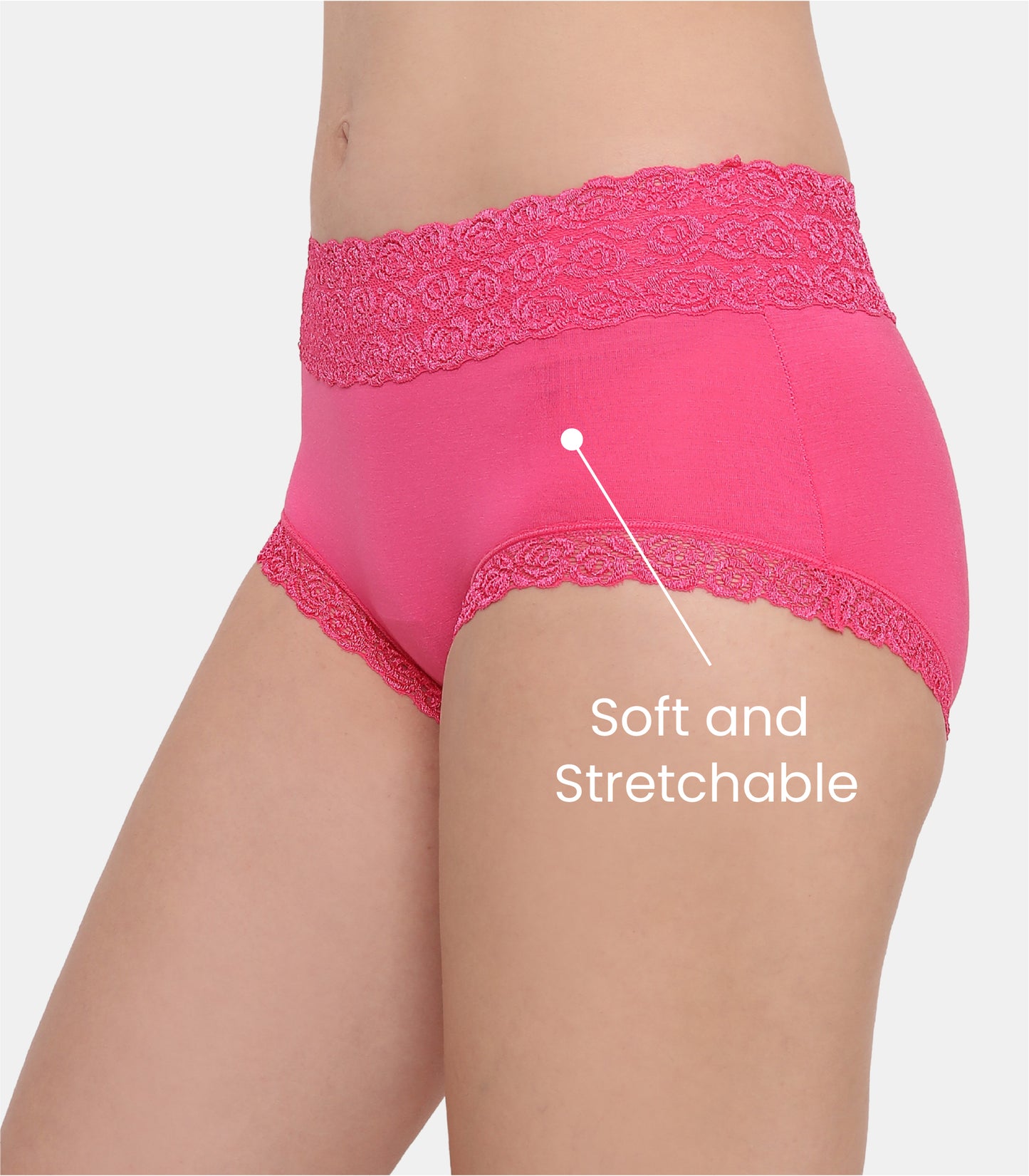 Cotton Lace Spandex Mid Rise Full Coverage Hipster Panty
