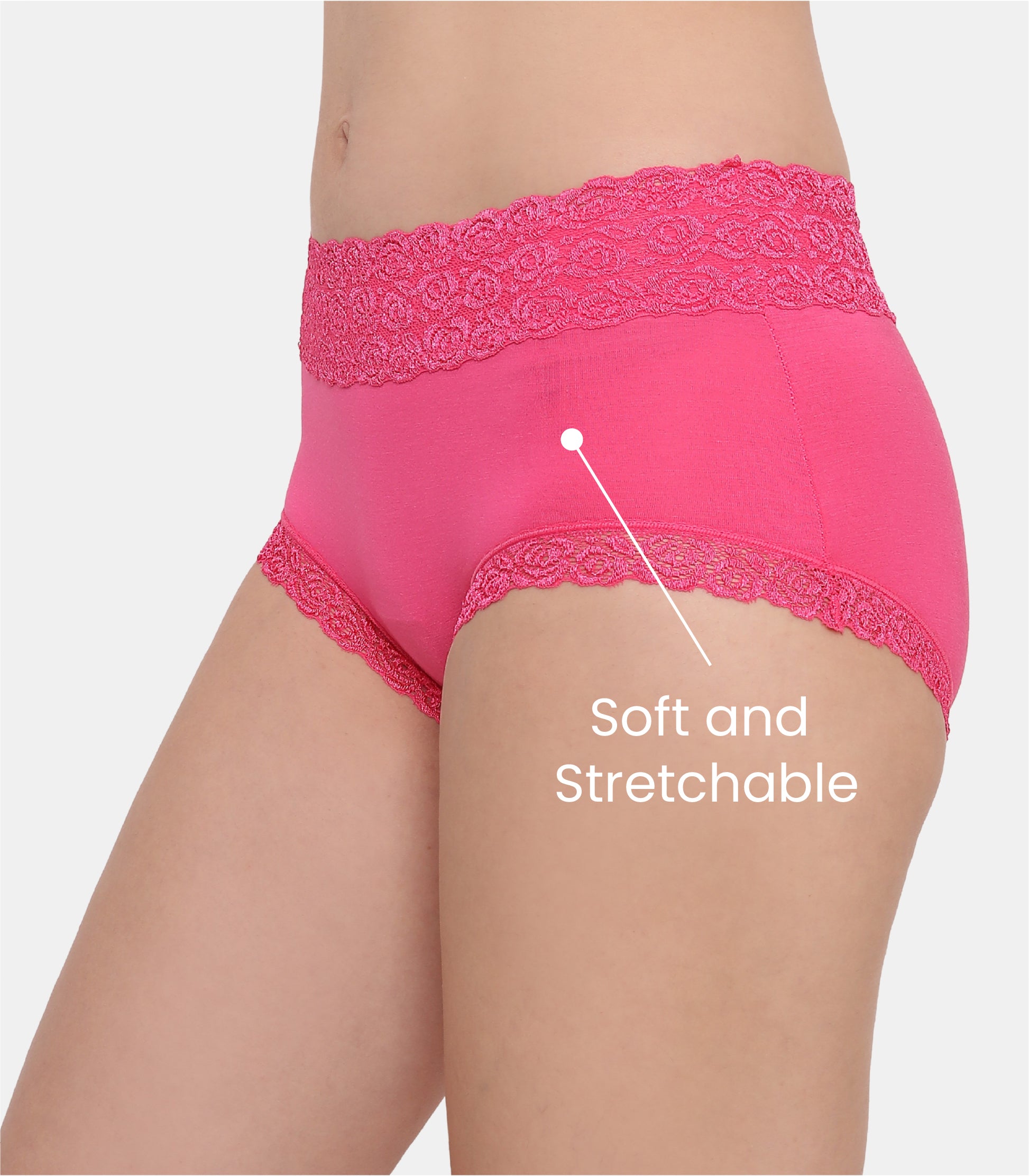 Cotton Lace Spandex Mid Rise Full Coverage Hipster Panty