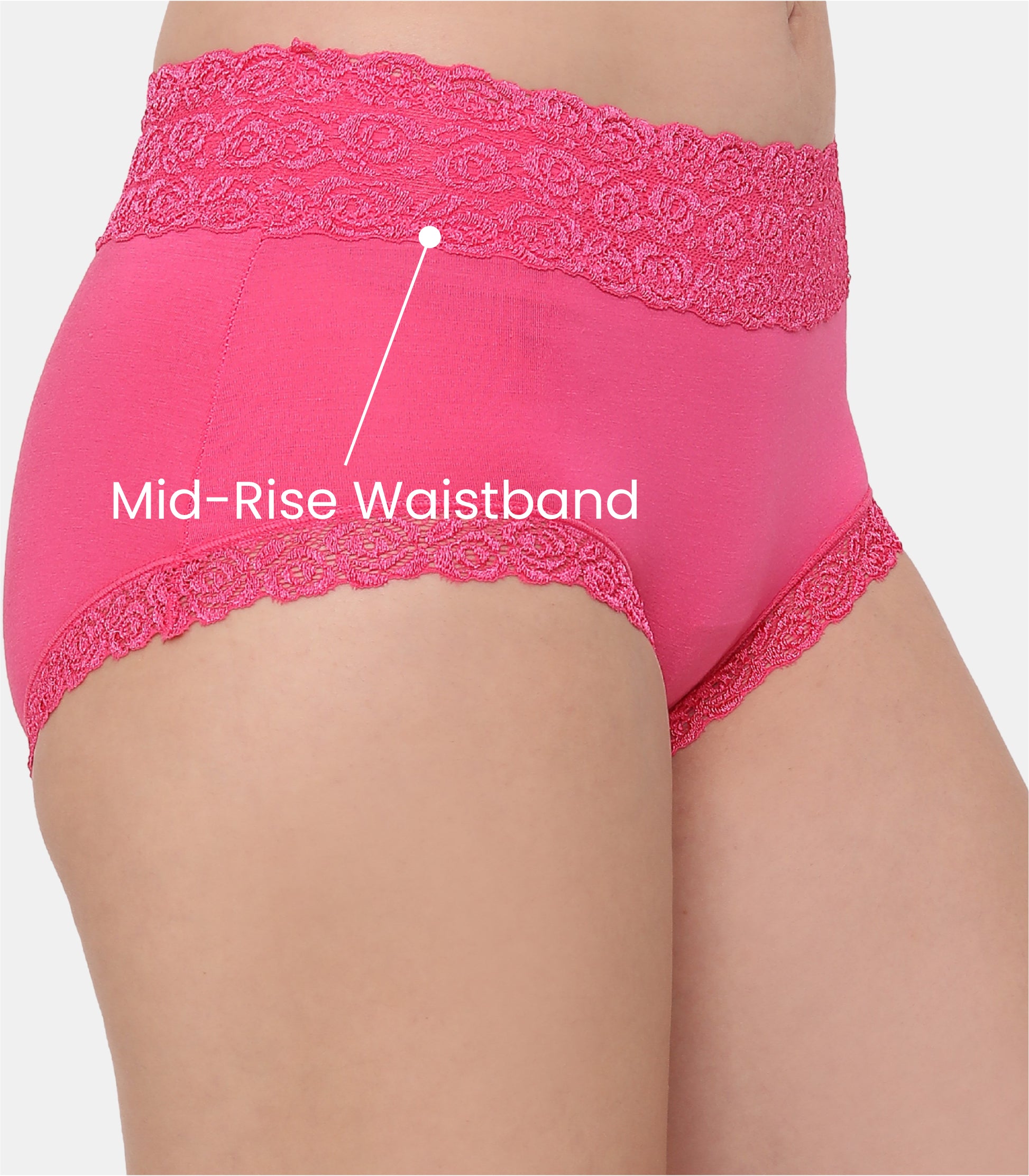 Cotton Lace Spandex Mid Rise Full Coverage Hipster Panty