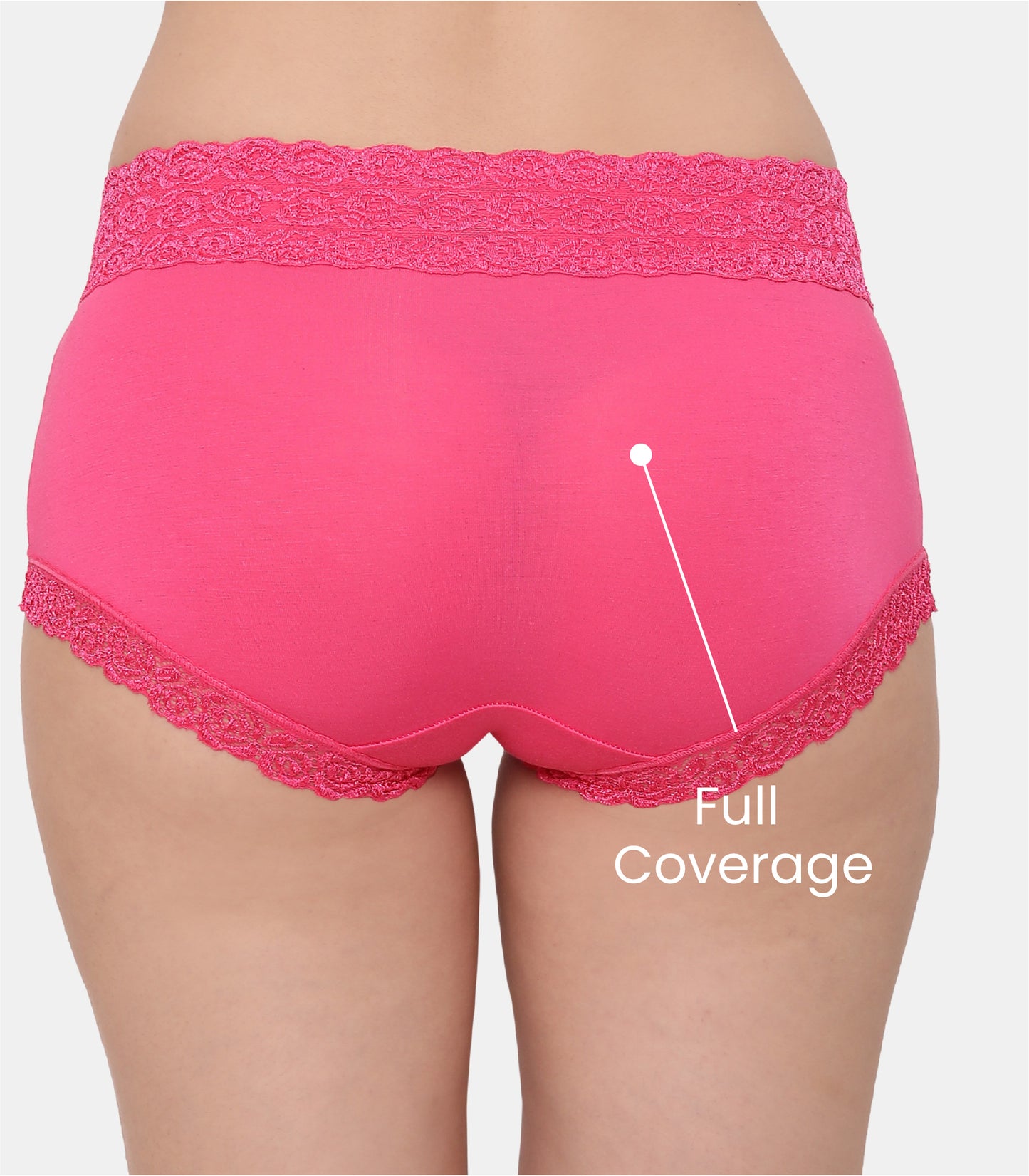 Cotton Lace Spandex Mid Rise Full Coverage Hipster Panty
