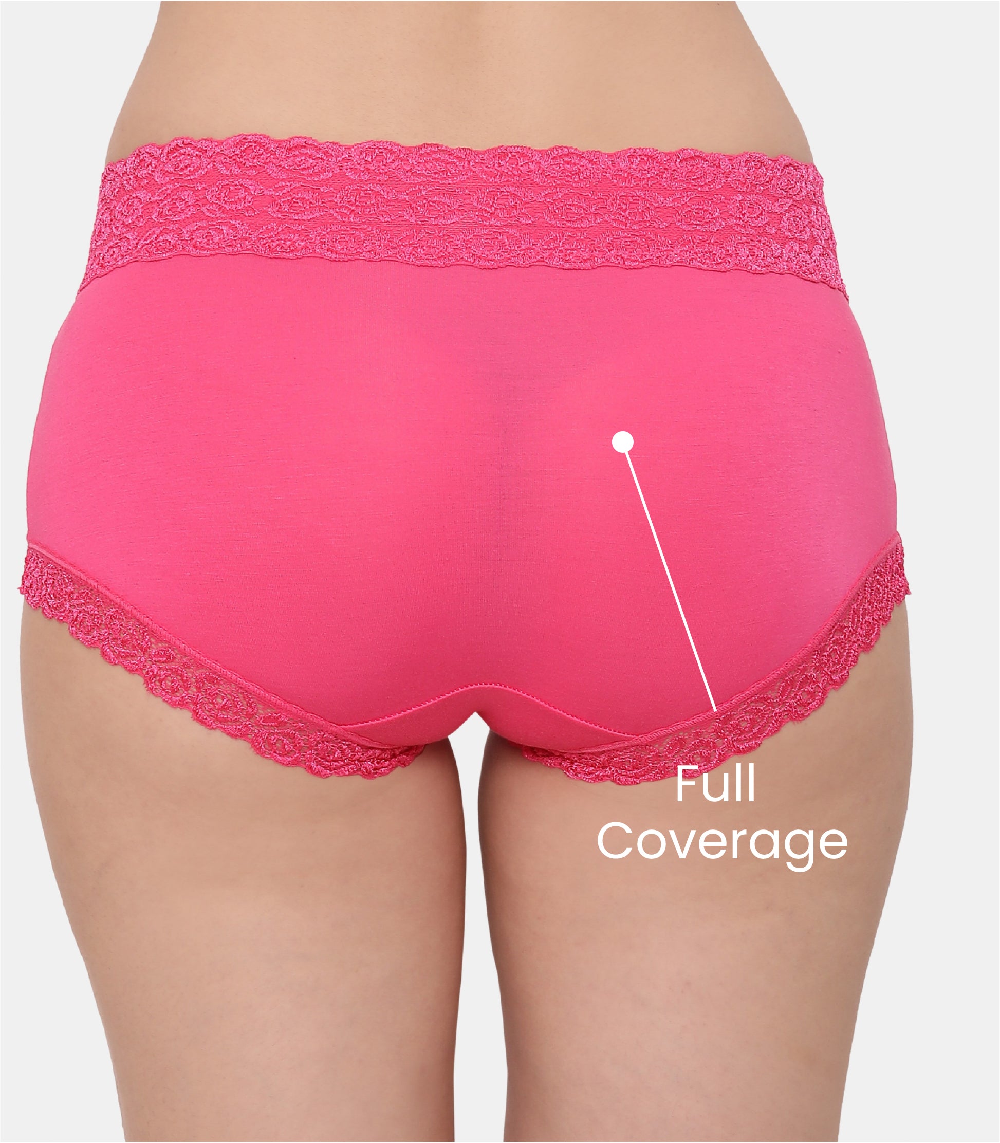 Cotton Lace Spandex Mid Rise Full Coverage Hipster Panty