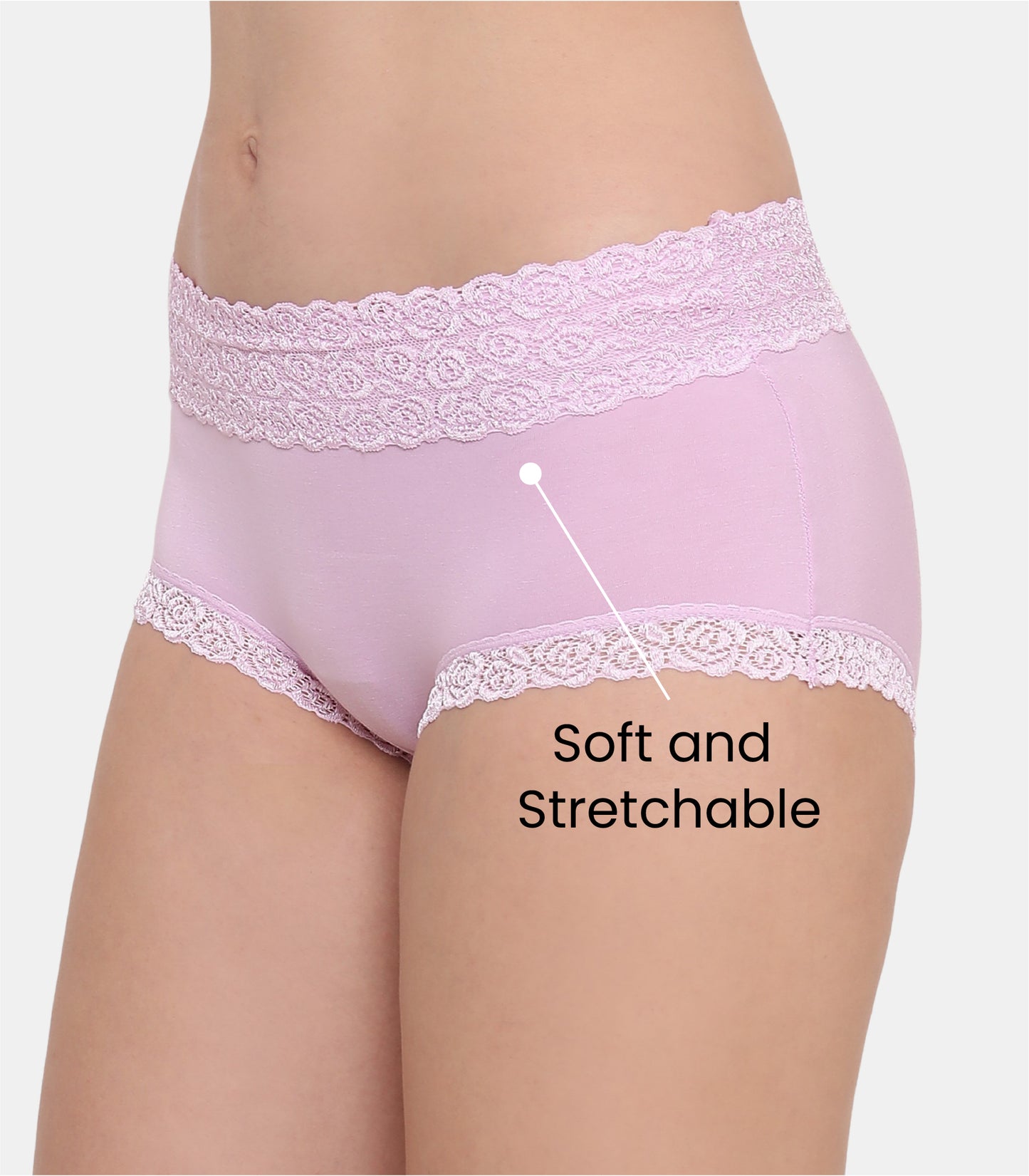 Cotton Lace Spandex Mid Rise Full Coverage Hipster Panty