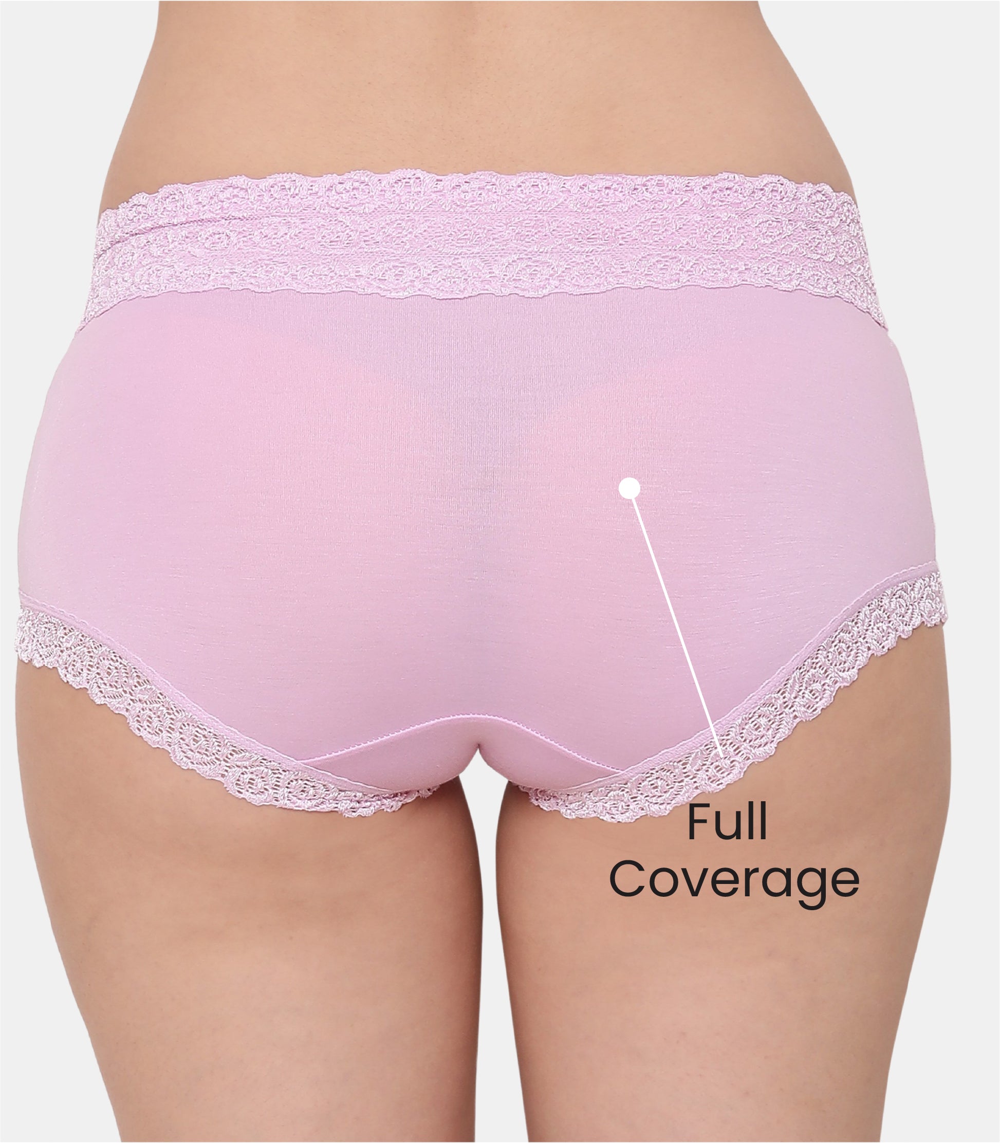 Cotton Lace Spandex Mid Rise Full Coverage Hipster Panty