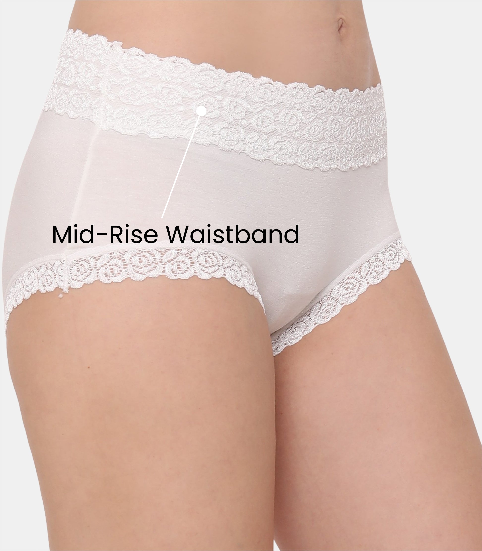 Cotton Lace Spandex Mid Rise Full Coverage Hipster Panty