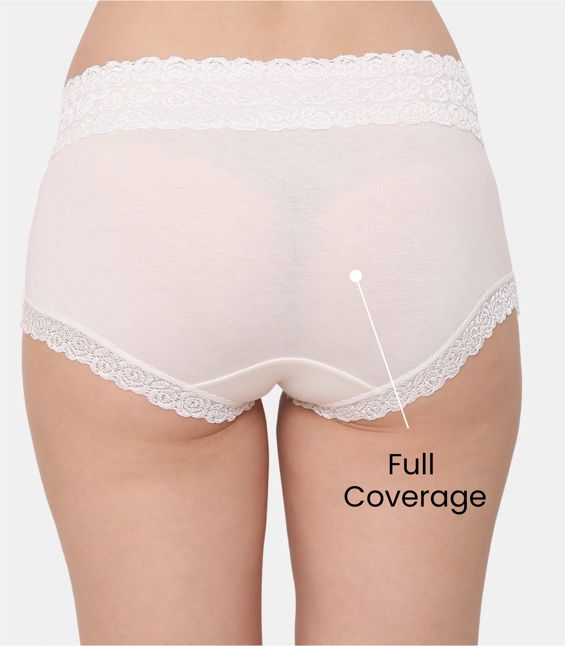 Cotton Lace Spandex Mid Rise Full Coverage Hipster Panty