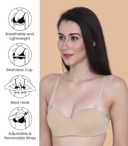 Nylon Spandex, Padded, Underwired, Push Up Bra for Women