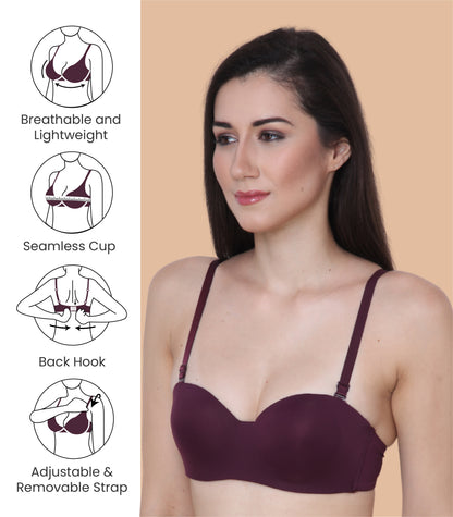 Nylon Spandex, Padded, Underwired, Push Up Bra for Women
