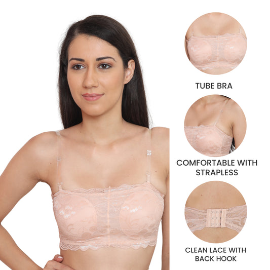 Strapless Padded Seamless Hook Closure Bra