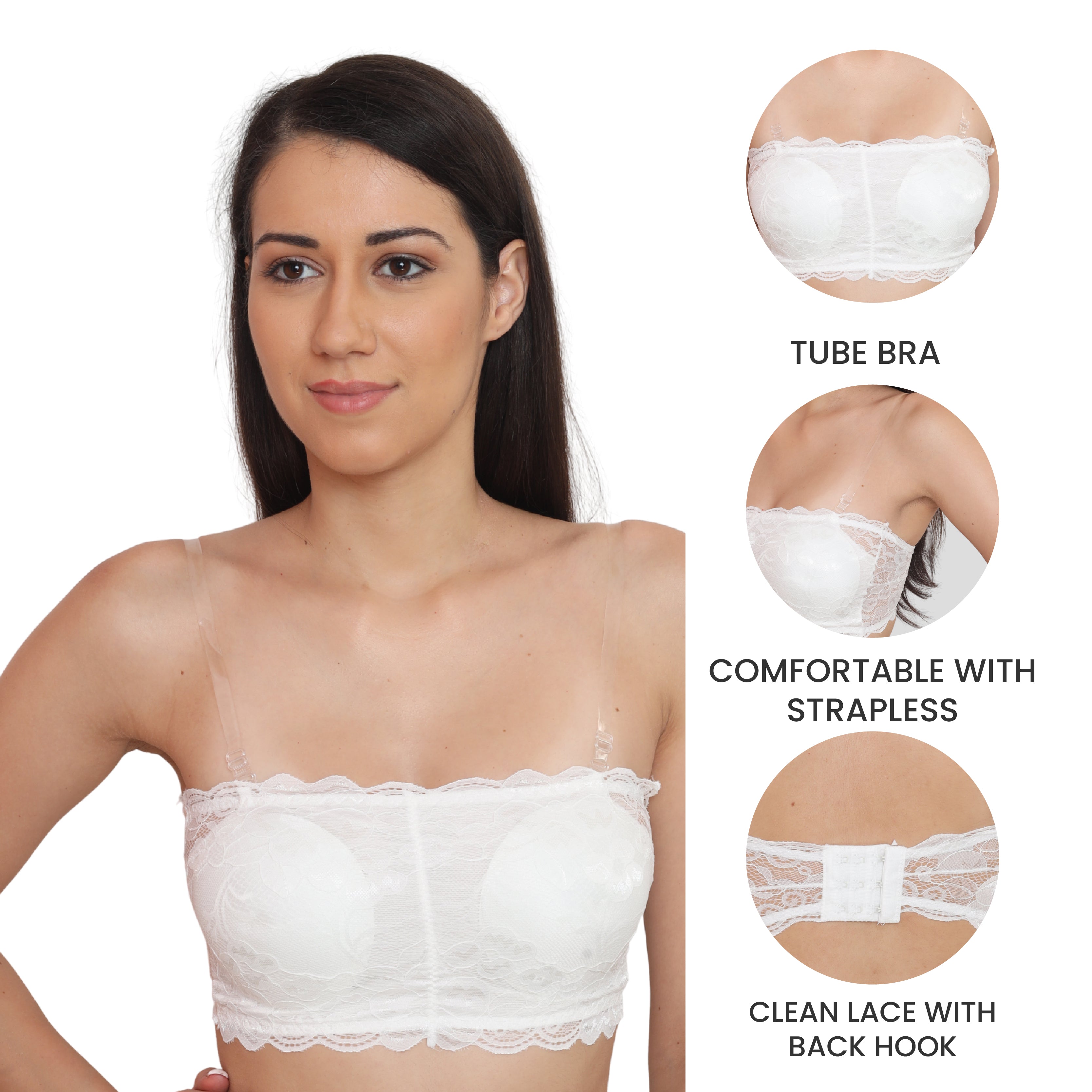 Strapless Padded Seamless Hook Closure Bra