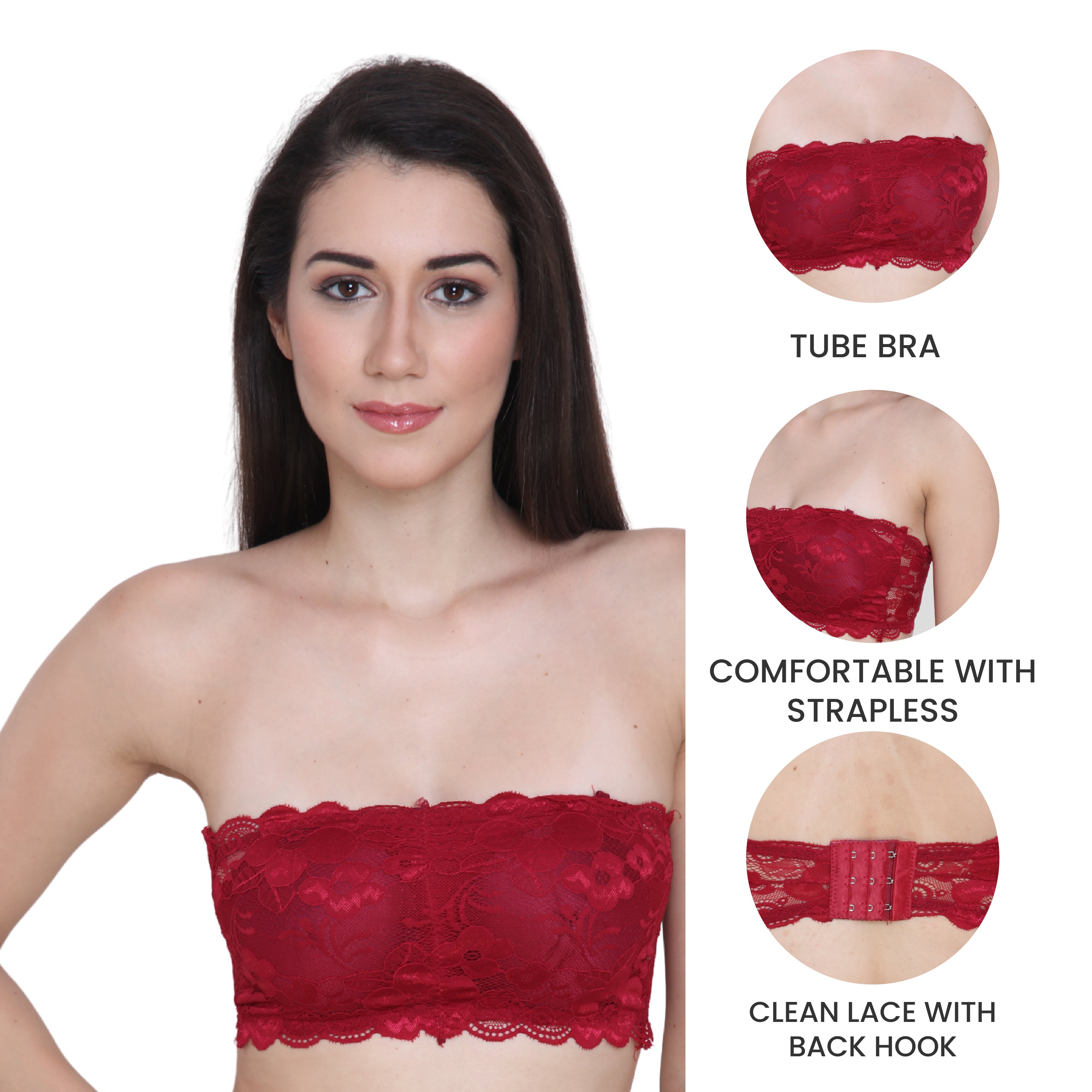 Strapless Padded Seamless Hook Closure Bra